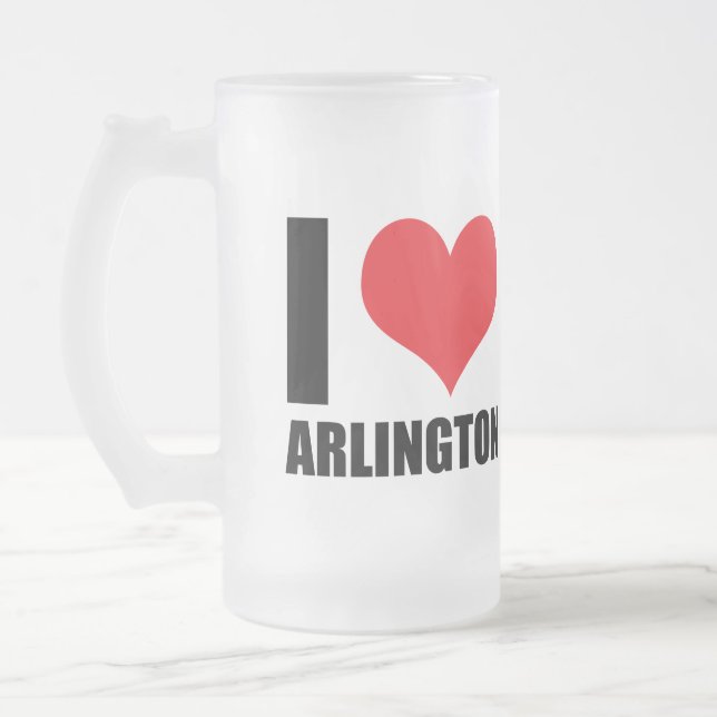 Caneca De Cerveja Vidro Jateado Eu amo Arlington (Esquerda)