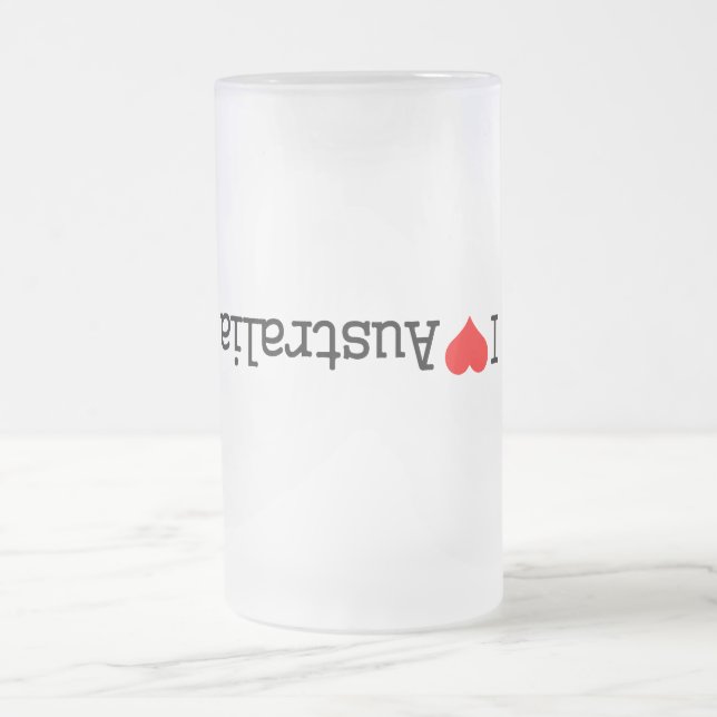 Caneca De Cerveja Vidro Jateado Eu Amo Austrália (Centro)