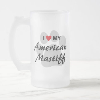 Caneca De Cerveja Vidro Jateado Eu amo (coração) meu Mastiff americano