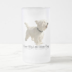 Caneca De Cerveja Vidro Jateado Eu Amo Meu Cachorrinho Branco - Westie