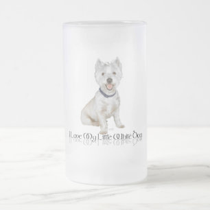 Caneca De Cerveja Vidro Jateado Eu Amo Meu Cachorrinho Branco - Westie