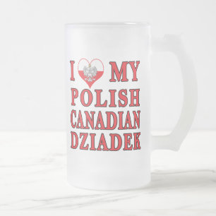 Caneca De Cerveja Vidro Jateado Eu Amo Meu Dziadek Polonês Canadense
