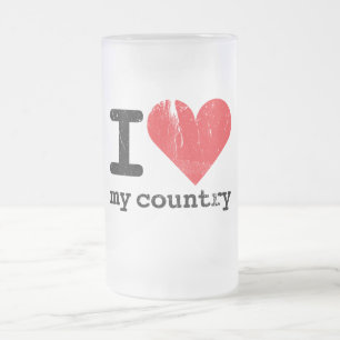 Caneca De Cerveja Vidro Jateado Eu amo meu país Caneca de Vidro Fosco