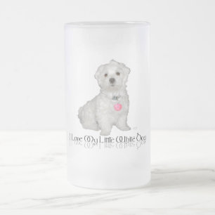 Caneca De Cerveja Vidro Jateado Eu Amo Meu Pequeno Cachorro Branco - Maltese !