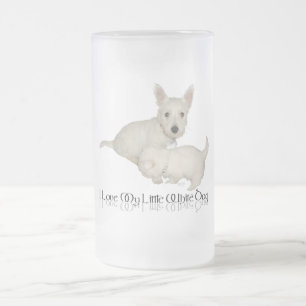Caneca De Cerveja Vidro Jateado Eu Amo Meu Pequeno Cão Branco - Filhotes Westie!