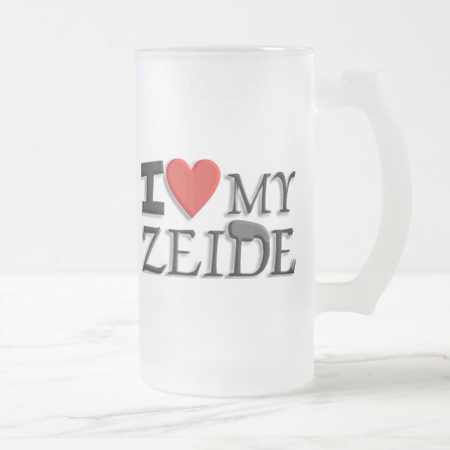 Caneca De Cerveja Vidro Jateado Eu amo meu Zeide (Direita)