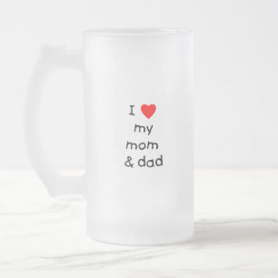 Caneca De Cerveja Vidro Jateado Eu amo meus mamã & pai
