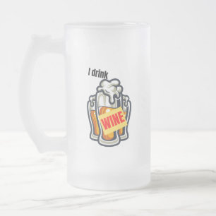 Caneca De Cerveja Vidro Jateado Eu bebo vinho.