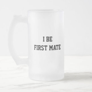 Caneca De Cerveja Vidro Jateado Eu seja primeiro companheiro. Preto e branco.