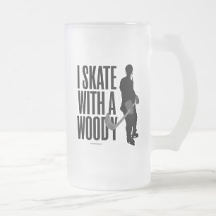 Caneca De Cerveja Vidro Jateado Eu Skate Com Uma Cerveja De Fosco De Woody (Hockey