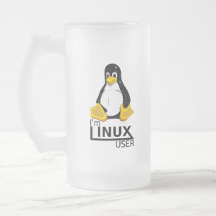 Caneca De Cerveja Vidro Jateado Eu sou o usuário do Linux