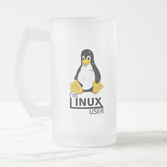 Caneca De Cerveja Vidro Jateado Eu sou o usuário do Linux (Esquerda)