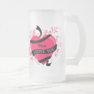 Caneca De Cerveja Vidro Jateado Eu te amo mamã personalizada