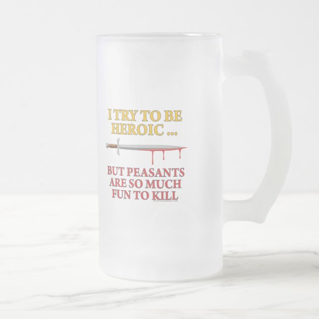 Caneca De Cerveja Vidro Jateado Eu tento ser heróico (Direita)