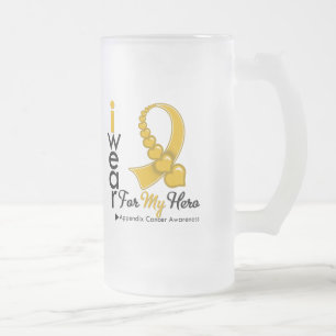 Caneca De Cerveja Vidro Jateado Eu visto a fita do CANCER do APÊNDICE para meu