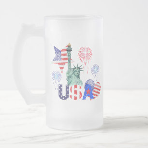 CANECA DE CERVEJA VIDRO JATEADO EUA