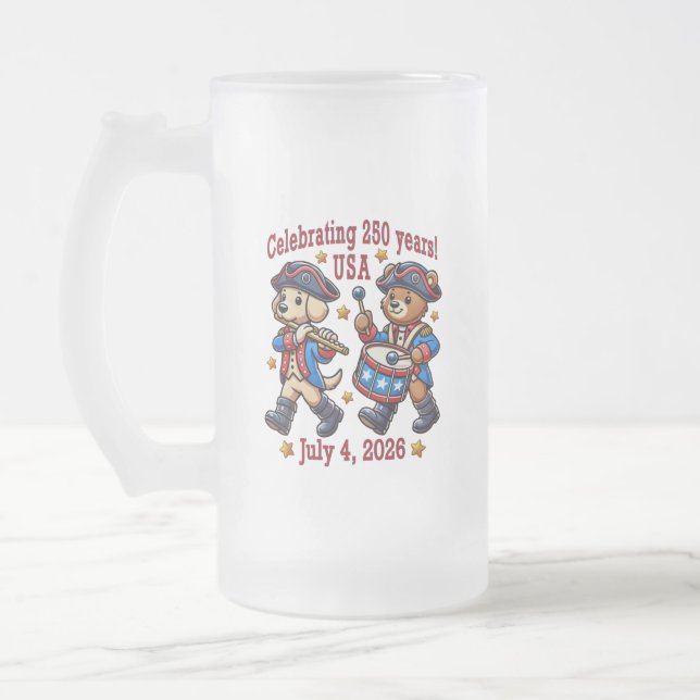 Caneca De Cerveja Vidro Jateado EUA 250º Aniversário de Souvenir - Patriótico (Esquerda)