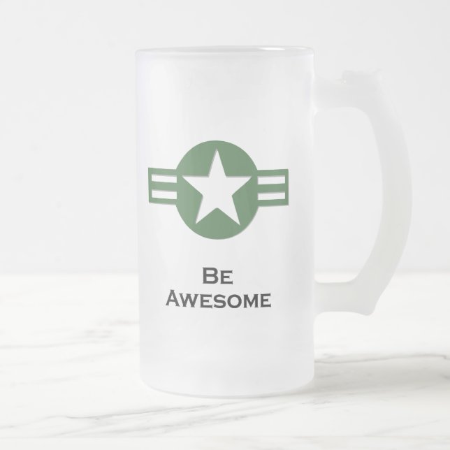 Caneca De Cerveja Vidro Jateado EUA Be Awsome Green (Direita)