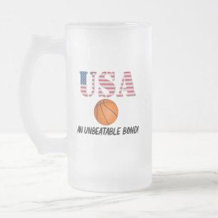 Caneca De Cerveja Vidro Jateado EUA e basquete - Obrigação imbatível!