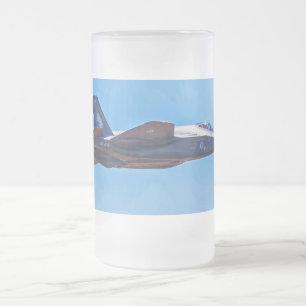 Caneca De Cerveja Vidro Jateado F-35A Lightning II Fosco Copo De Cerveja