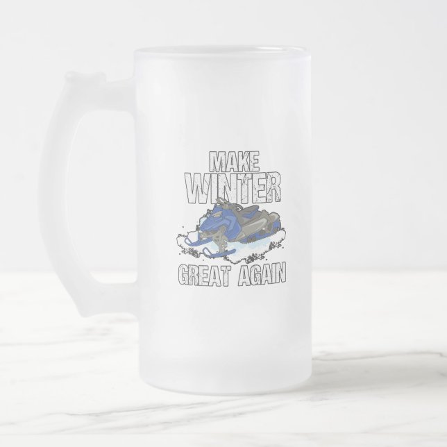 Caneca De Cerveja Vidro Jateado Faça o Excelente de inverno de novo Snowmobile Ski (Esquerda)