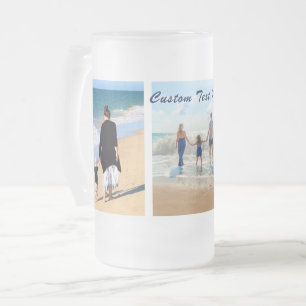 Caneca De Cerveja Vidro Jateado Faça o Upload da Sua Colagem de Fotos em Copo de V