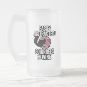 Caneca De Cerveja Vidro Jateado Facilmente Distraído por Esquilos e Vinho