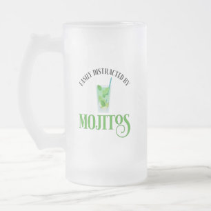 Caneca De Cerveja Vidro Jateado Facilmente Distraído Por Mojitos