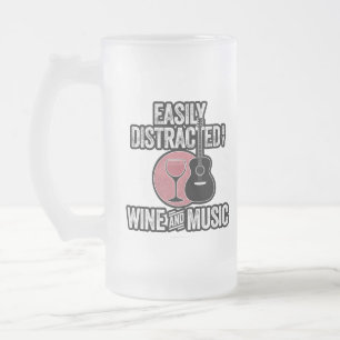 Caneca De Cerveja Vidro Jateado Facilmente Distraído por Vinho e Música