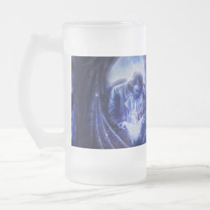 Caneca De Cerveja Vidro Jateado Falln Angel em azul