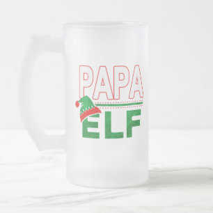 Caneca De Cerveja Vidro Jateado Família Elf   Feriado de Natal Papa Elf #TeamElf