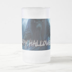 Caneca De Cerveja Vidro Jateado Fantasma preto em uma paisagem infernal - Hallowee