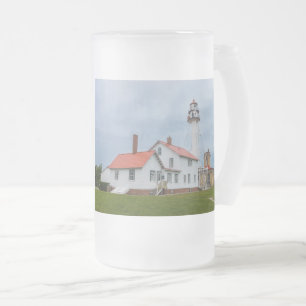 Caneca De Cerveja Vidro Jateado Farol de Ponto Branco