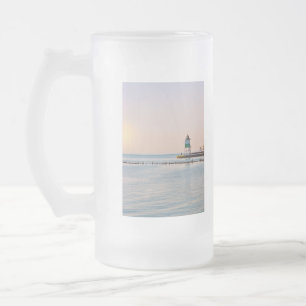 Caneca De Cerveja Vidro Jateado Farol do Sudeste do Porto de Chicago
