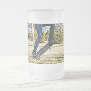 Caneca De Cerveja Vidro Jateado Fazendo o Ollie Painterly