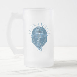 Caneca De Cerveja Vidro Jateado Fé Náutica Ancora a Alma