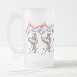 Caneca De Cerveja Vidro Jateado Feliz 4 de julho, Fosco de cerveja Mug