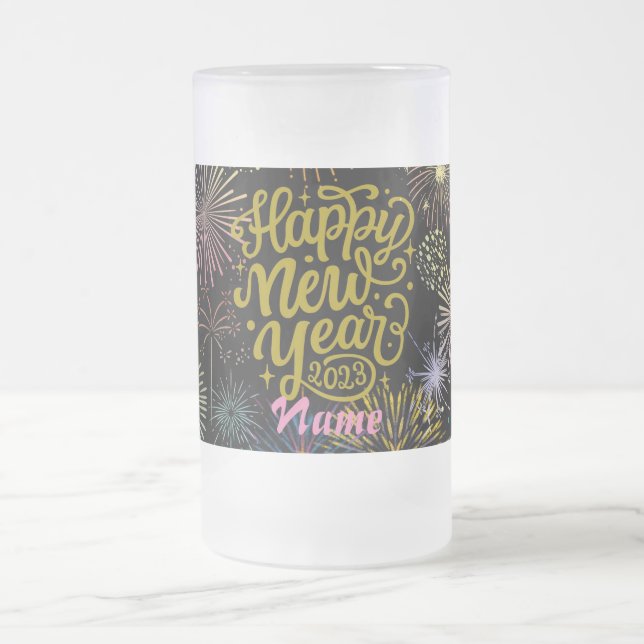 Caneca De Cerveja Vidro Jateado Feliz ano novo 2023 Thunder_Cove (Centro)