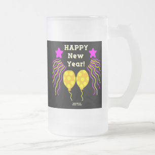 Caneca De Cerveja Vidro Jateado Feliz ano novo Deseja Uma Mug De Vidro De Fosco Gr