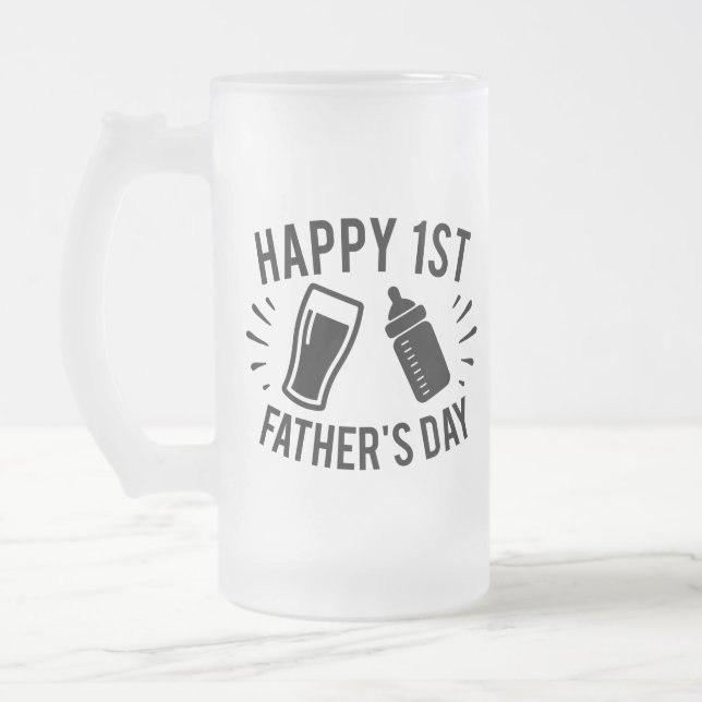 Caneca De Cerveja Vidro Jateado Feliz Dia de os pais de arte (Esquerda)