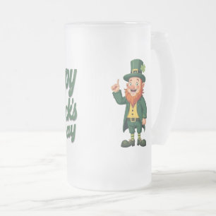 Caneca De Cerveja Vidro Jateado Feliz Dia de São Patrício Leprechaun Fofo