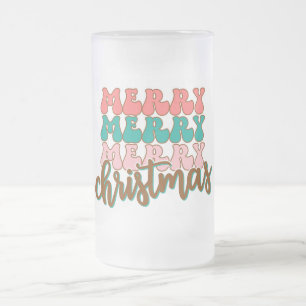 Caneca De Cerveja Vidro Jateado Feliz Feliz Feliz Natal