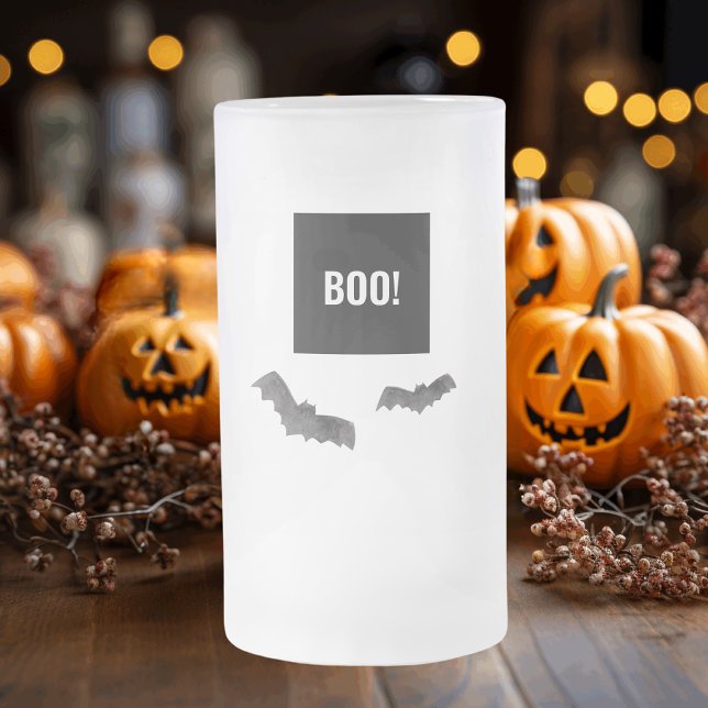 Caneca De Cerveja Vidro Jateado Feliz Halloween do Simples Black Boo (Criador carregado)
