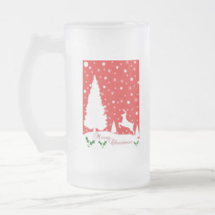 Caneca De Cerveja Vidro Jateado Feliz Natal Flocos de Neve de inverno