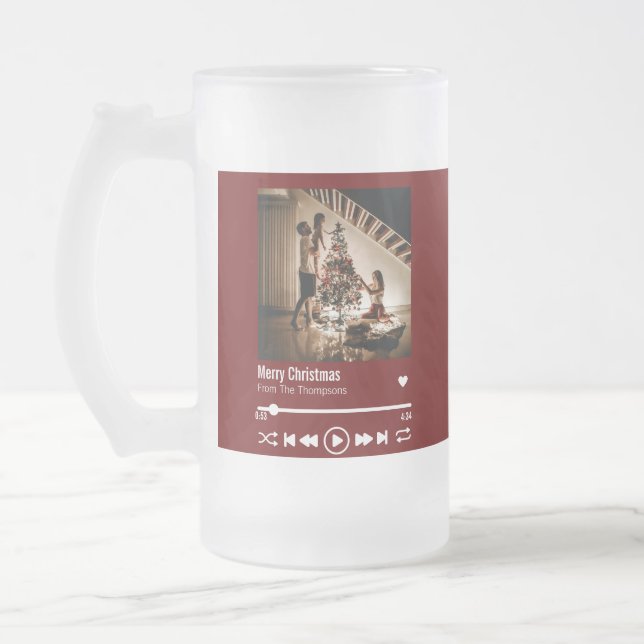 Caneca De Cerveja Vidro Jateado Feliz Natal Foto Personalizada (Esquerda)