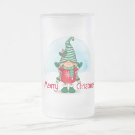 Caneca De Cerveja Vidro Jateado Feliz Natal Gnomo