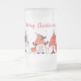 Caneca De Cerveja Vidro Jateado Feliz Natal Gnomos