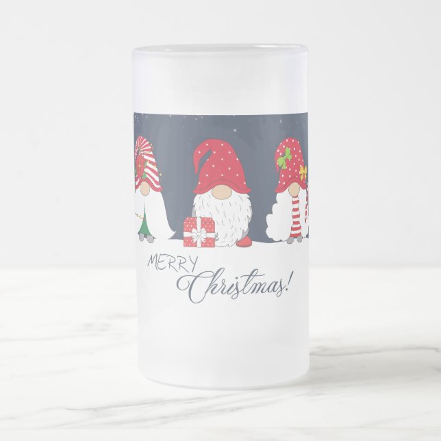 Caneca De Cerveja Vidro Jateado Feliz Natal Gnomos (Centro)