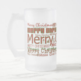 Caneca De Cerveja Vidro Jateado Feliz Natal Mug - Grande Fosco