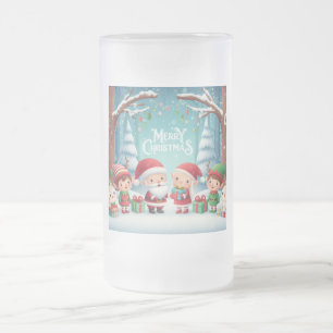 Caneca De Cerveja Vidro Jateado Feliz Natal/papais noeis/elfos neve